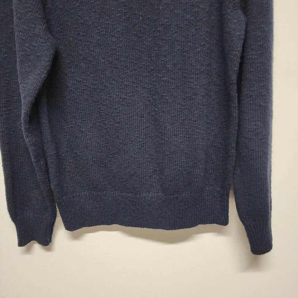 J.Crew Mens Pullover Sweater Size M Dark Blue 100% Cotton Preppy Classic Dad